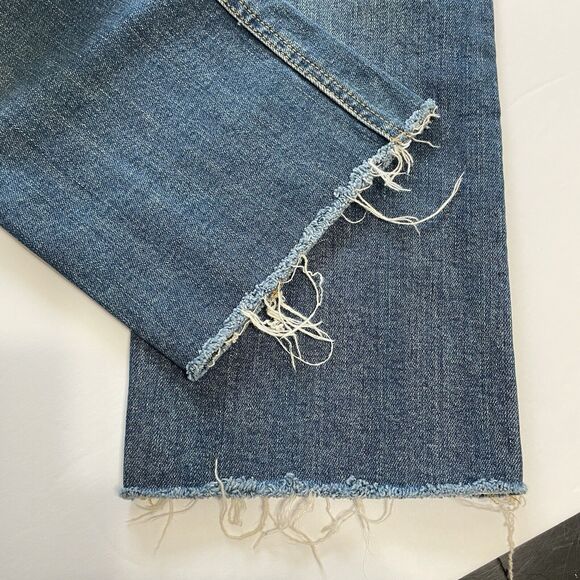 Pilcro Jeans Women’s 29 Blue Denim SLIM STRAIGHT Crop Raw Hem Anthropolgie - Picture 6 of 11